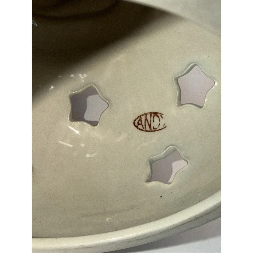 Polish Pottery Snowman Tea Light UNIKAT Winter Snowflake 11.5